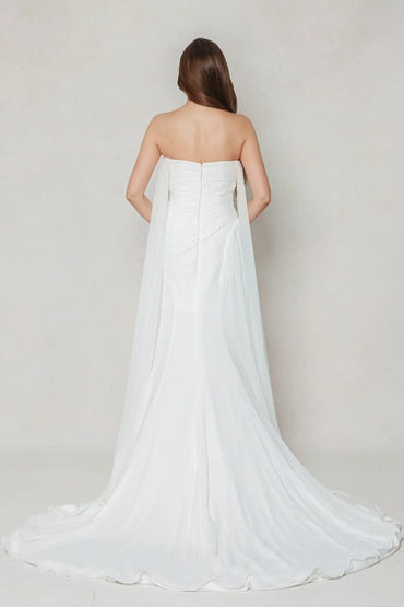Sheath-Column Chapel Train Chiffon Wedding Dress CW3592 - COCOMELODY