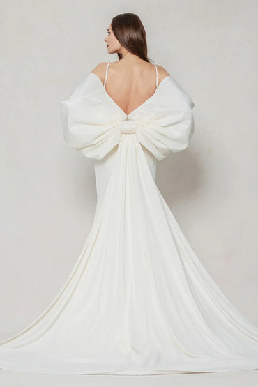 Trumpet-Mermaid Sweep-Brush Train Stretch Satin Wedding Dress CW3594 - COCOMELODY