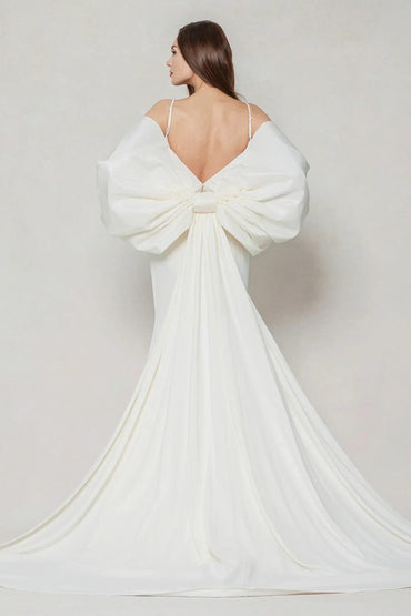 Trumpet-Mermaid Sweep-Brush Train Stretch Satin Wedding Dress CW3594 - COCOMELODY