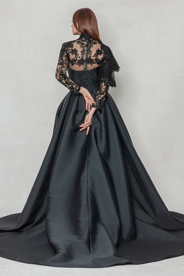 A-Line Court Train Mikado Wedding Dress CW3596