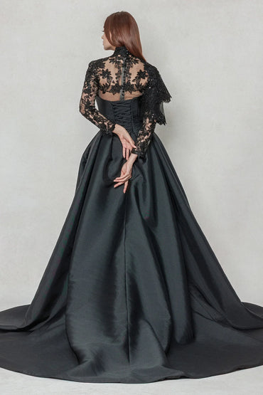 A-Line Court Train Mikado Wedding Dress CW3596 - COCOMELODY