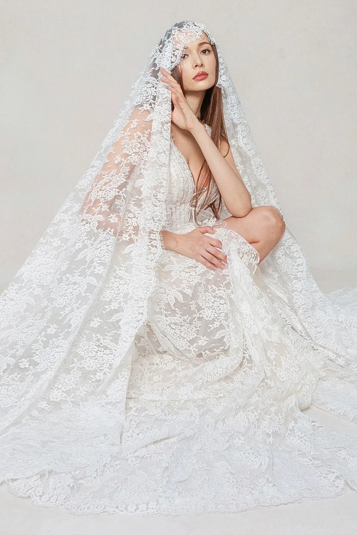 A-Line Court Train Lace Wedding Dress CW3597 - 45 Days / As Picture:Ivory/Nude / US0-UK2-EUR30 - COCOMELODY