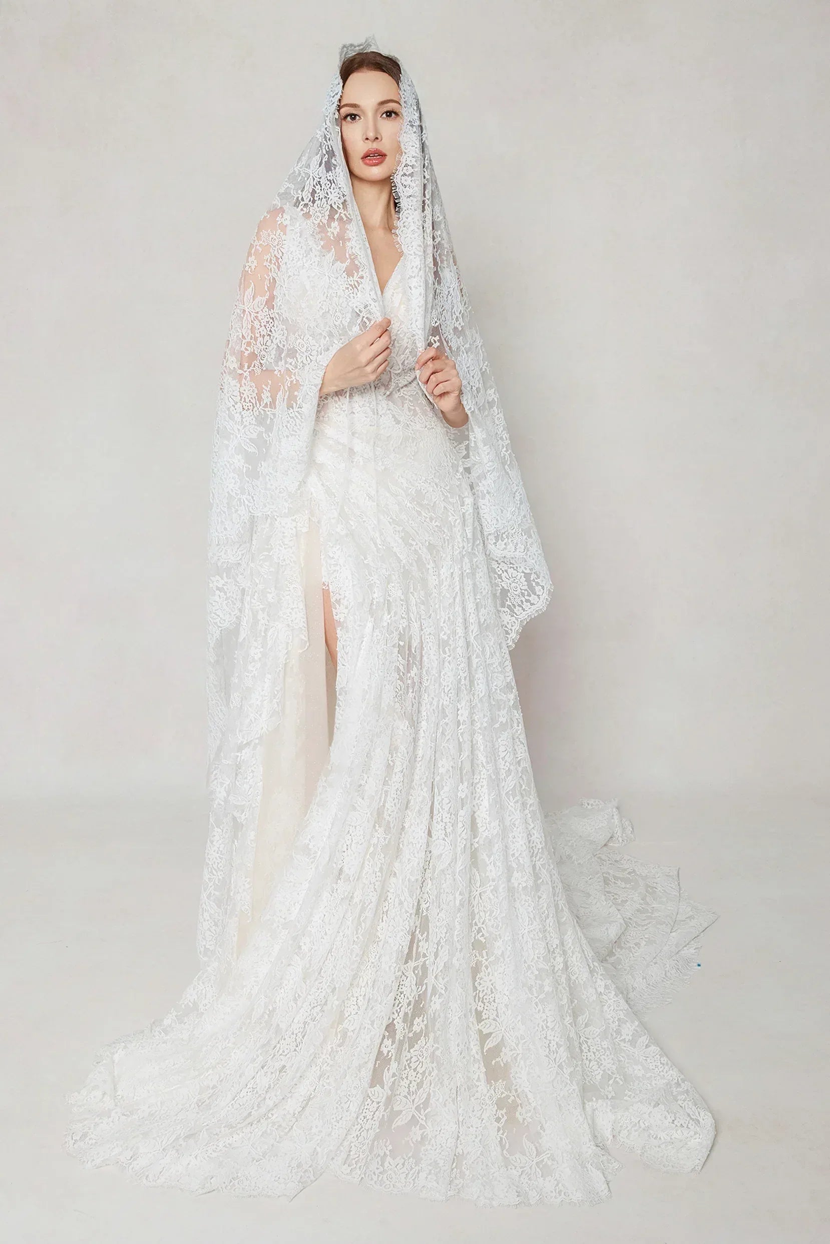 A-Line Court Train Lace Wedding Dress Pleating COCOMELODY CW3597, 45 Days / As Picture:Ivory/Nude / US0-UK2-EUR30