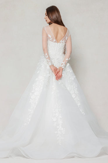 A-Line Chapel Train Tulle Wedding Dress CW3598