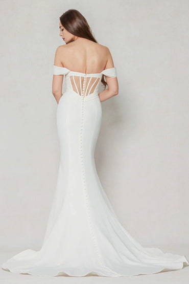 Trumpet-Mermaid Court Train Stretch Satin Wedding Dress CW3600 - COCOMELODY