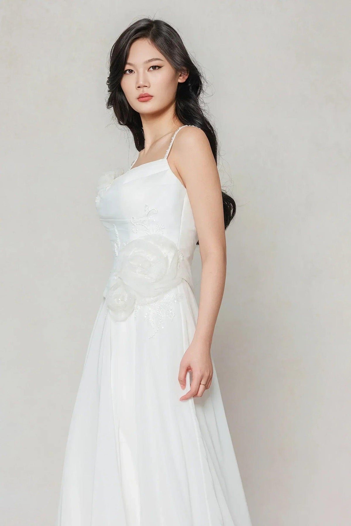 A-Line Court Train Chiffon Wedding Dress CW3601 - 45 Days / Ivory / US0-UK2-EUR30 - COCOMELODY