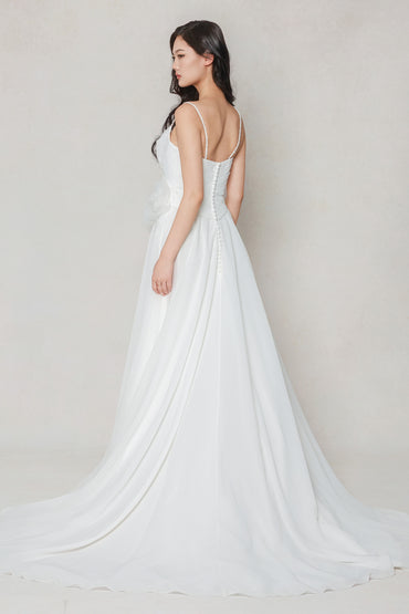 A-Line Court Train Chiffon Wedding Dress CW3601