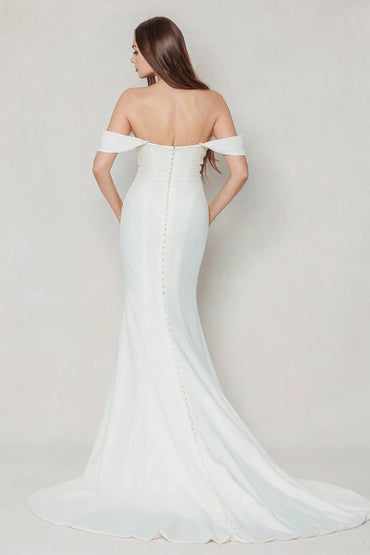 Trumpet-Mermaid Court Train Stretch Satin Wedding Dress CW3604 - COCOMELODY