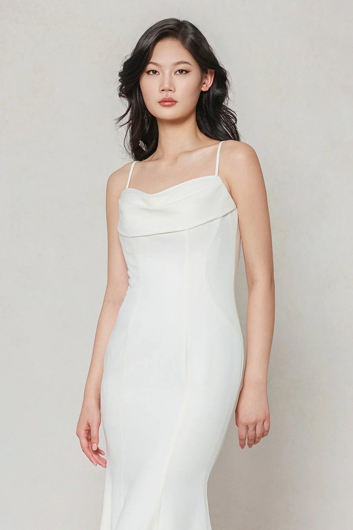 Trumpet-Mermaid Sweep-Brush Train Stretch Satin Wedding Dress CW3605 - 45 Days / Ivory / US0-UK2-EUR30 - COCOMELODY