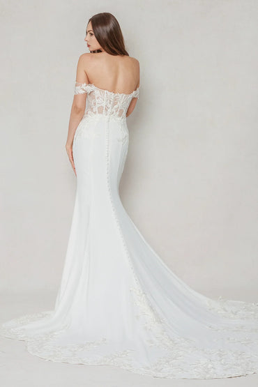 Trumpet-Mermaid Chapel Train Stretch Satin Wedding Dress CW3606 - COCOMELODY