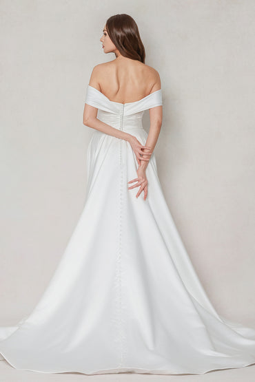 A-Line Court Train Satin Wedding Dress CW3609
