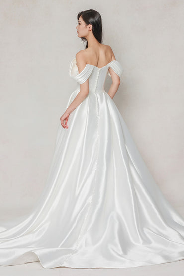 A-Line Court Train Satin Wedding Dress CW3612