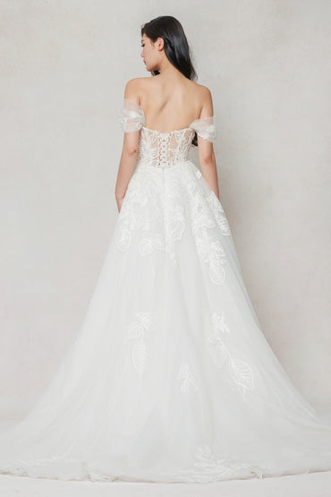 A-Line Court Train Tulle Wedding Dress CW3614