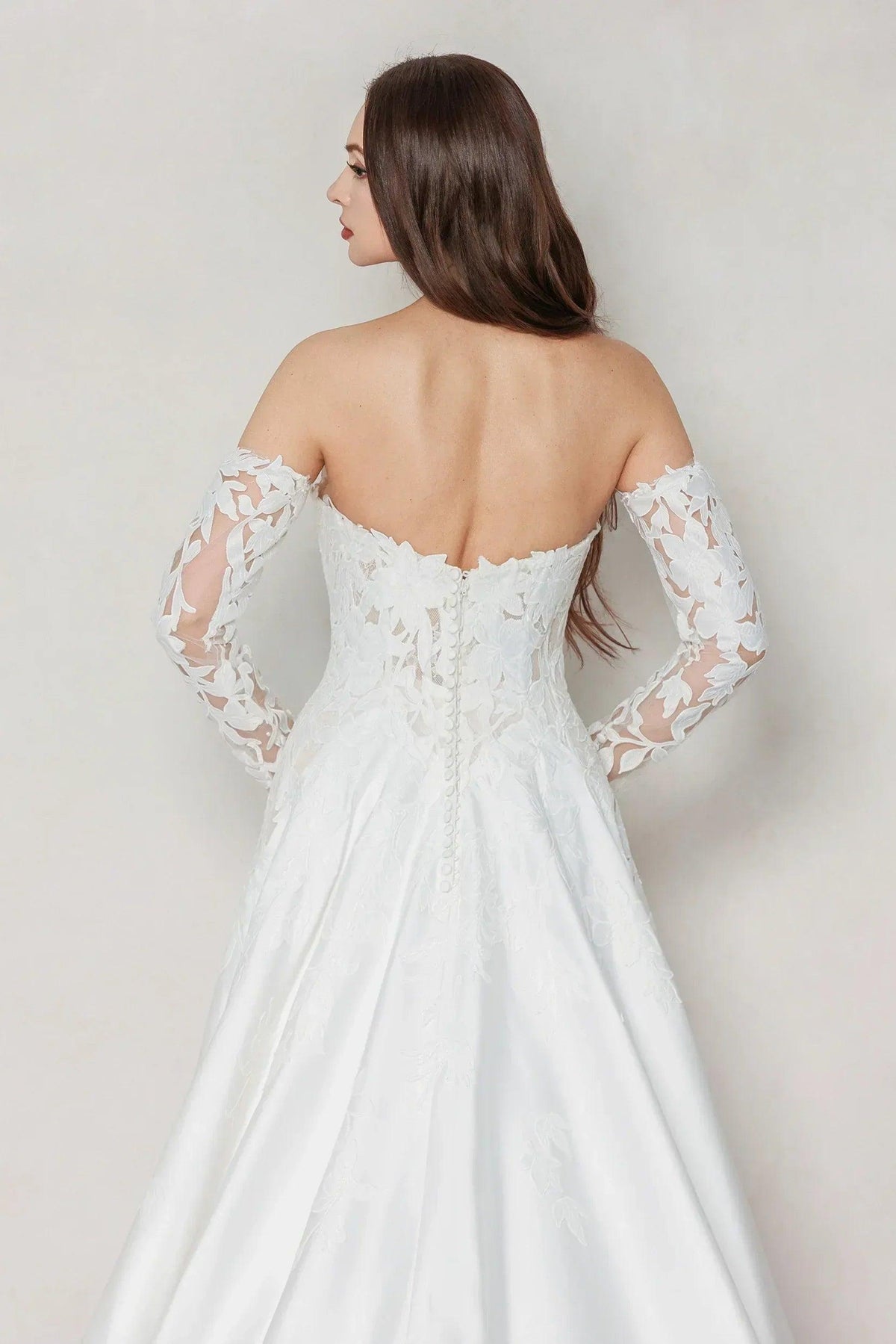 A-Line Court Train Satin Wedding Dress CW3615 - COCOMELODY