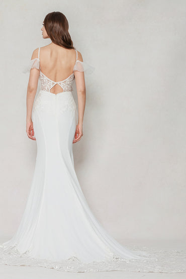 Trumpet-Mermaid Court Train Stretch Satin Wedding Dress CW3617