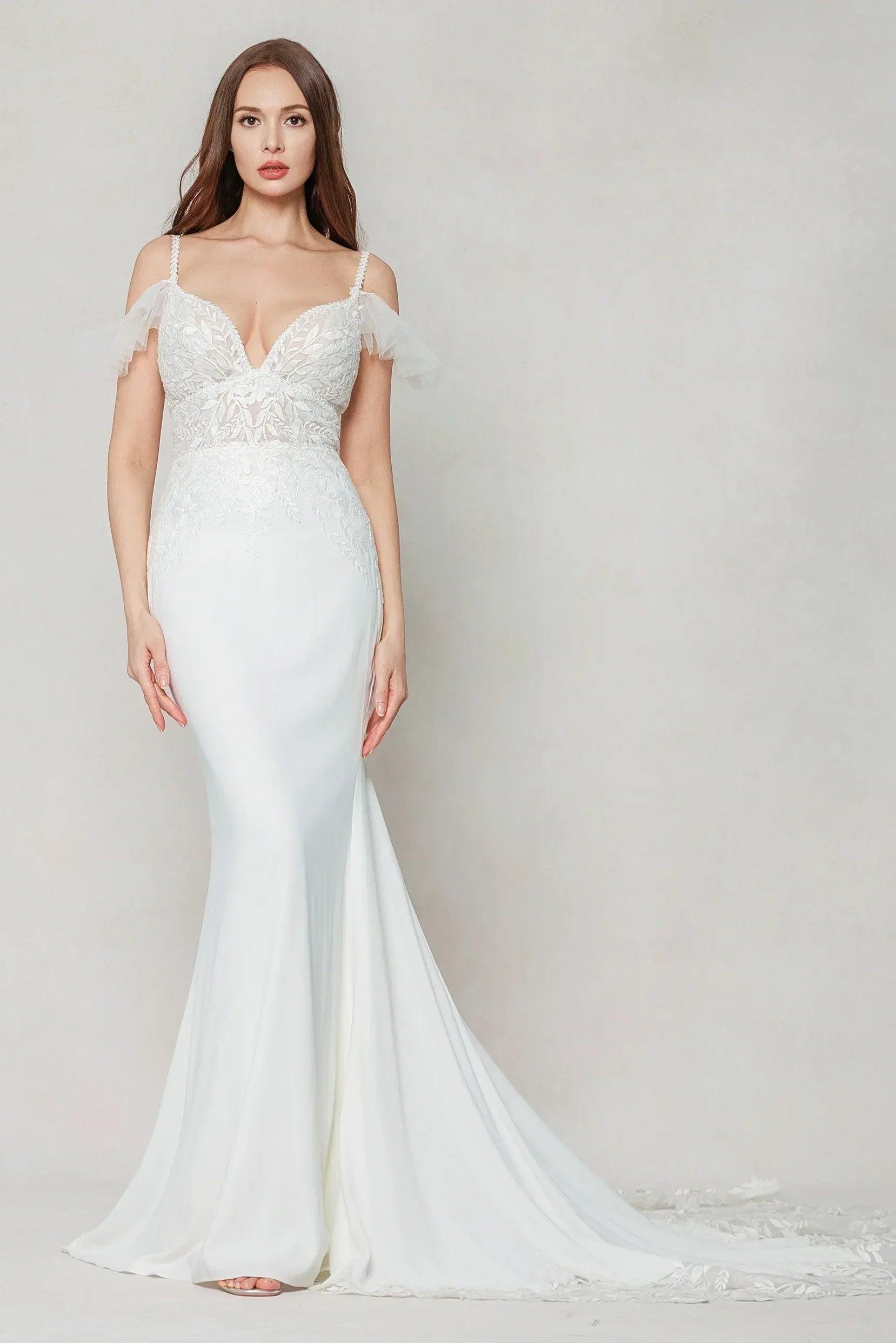 mermaid boho wedding dress Cold Shoulder Court Train Stretch Satin Appliques Beading COCOMELODY CW3617, 45 Days / Ivory / US6-UK8-EUR36 Tea Length Wedding Dresses with Sleeves Illusion Neck Train Size:size 8 Red White Princess Quinceanera