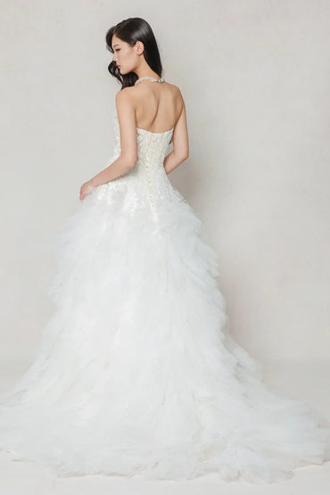 A-Line Court Train Tulle Wedding Dress CW3620 - COCOMELODY