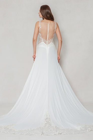 A-Line Court Train Chiffon Wedding Dress CW3625