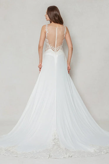 A-Line Court Train Chiffon Wedding Dress CW3625 - COCOMELODY