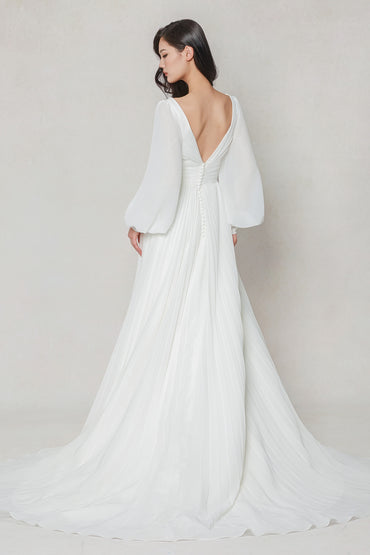 A-Line Court Train Chiffon Wedding Dress CW3626