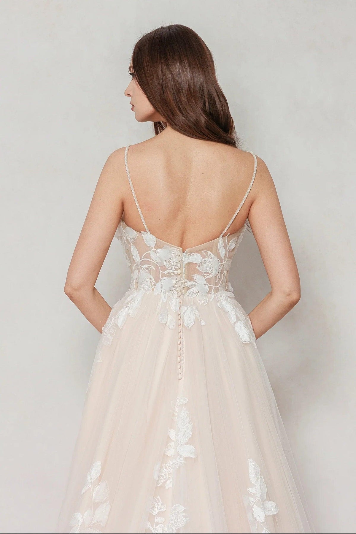 A-Line Sweep-Brush Train Tulle Wedding Dress CW3627 - 45 Days / As Picture:Ivory/Champagne / US0-UK2-EUR30 - COCOMELODY