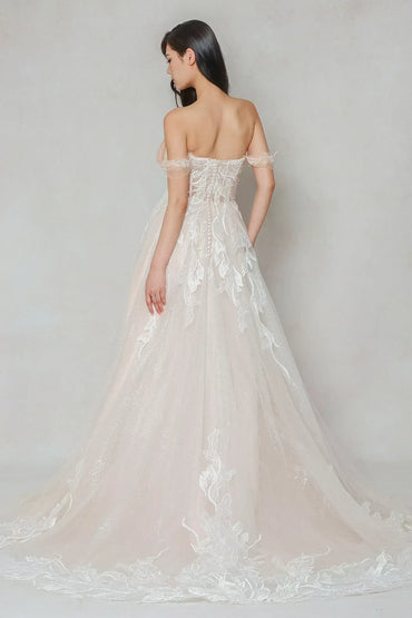 A-Line Court Train Tulle Wedding Dress CW3633 - COCOMELODY