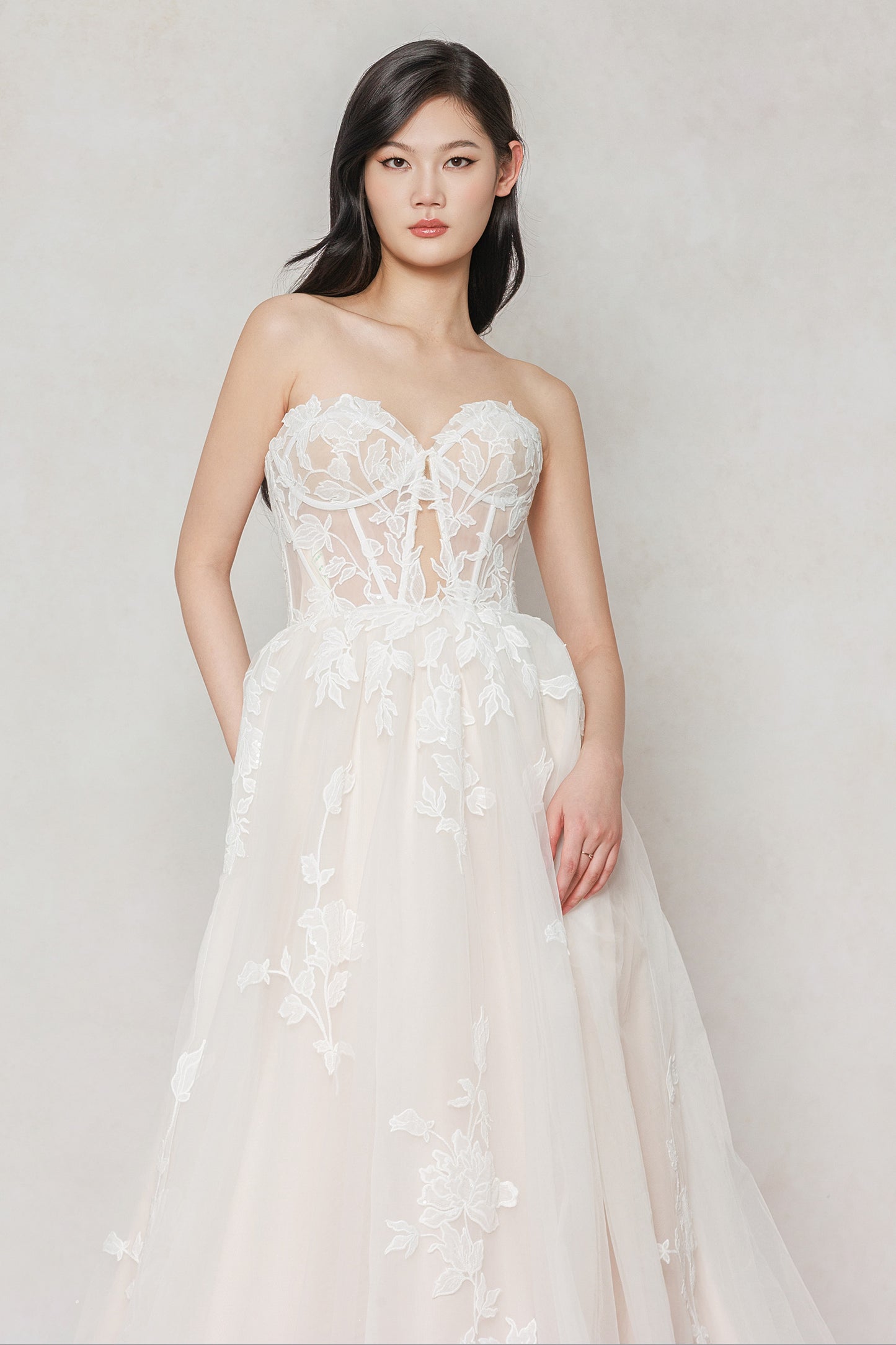 A-Line Court Train Tulle Wedding Dress CW3634