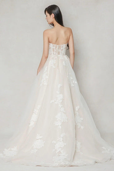 A-Line Court Train Tulle Wedding Dress CW3634 - COCOMELODY