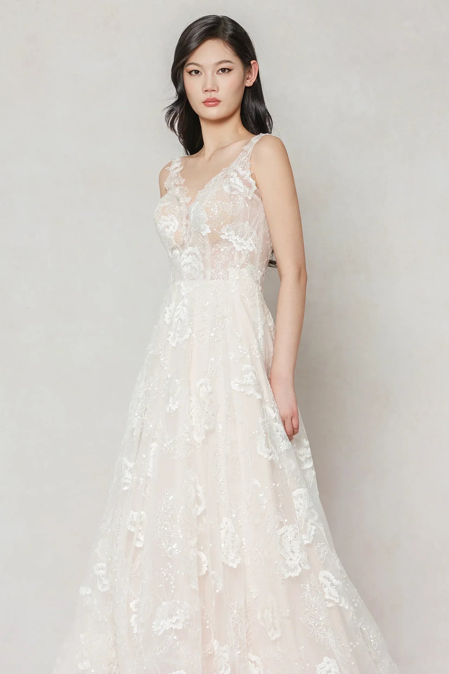 A-Line Court Train Lace Wedding Dress CW3636 - COCOMELODY
