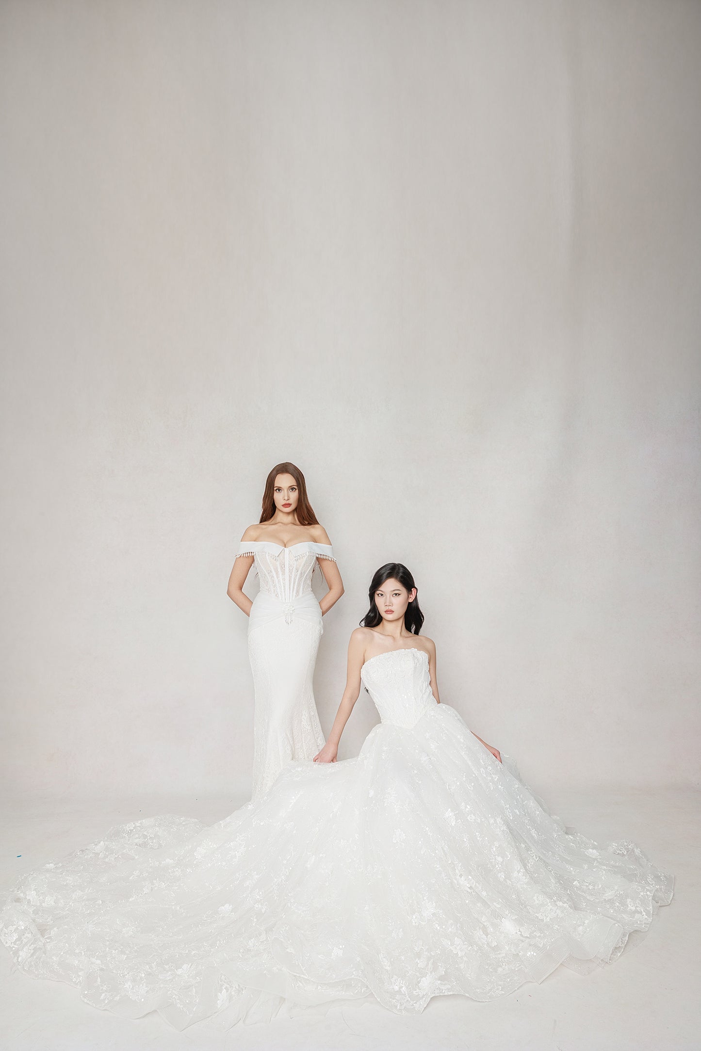 A-Line Court Train Stretch Satin Lace Tulle Wedding Dress CW3638