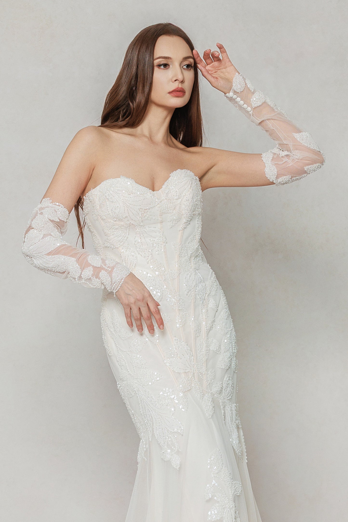 Trumpet-Mermaid Court Train Tulle Wedding Dress CW3639