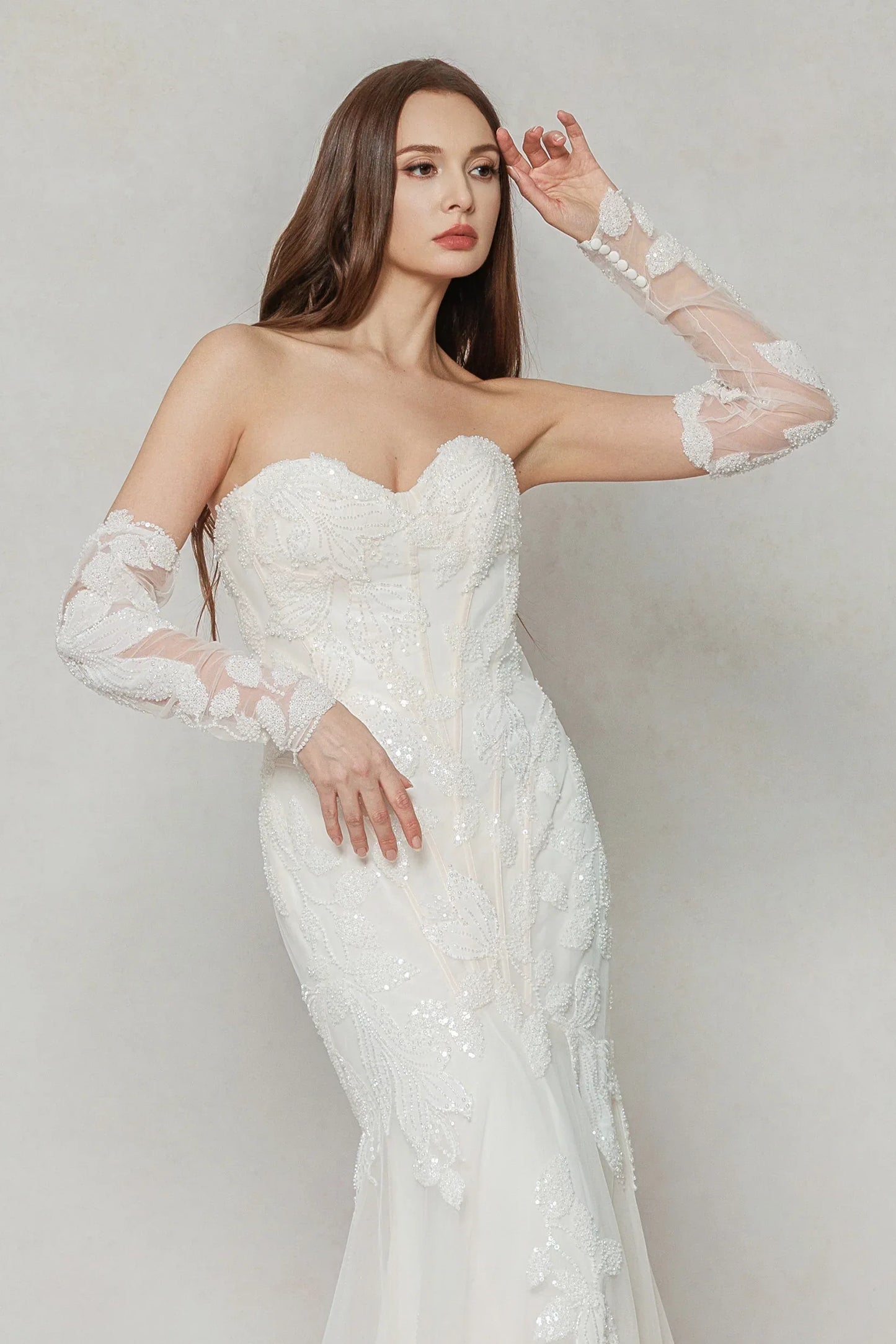 Trumpet-Mermaid Court Train Tulle Wedding Dress CW3639 - COCOMELODY