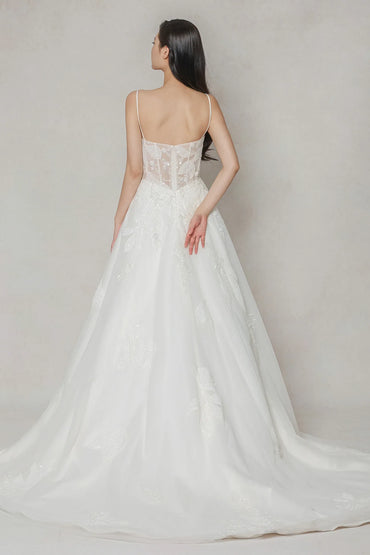 A-Line Court Train Tulle Wedding Dress CW3640 - COCOMELODY