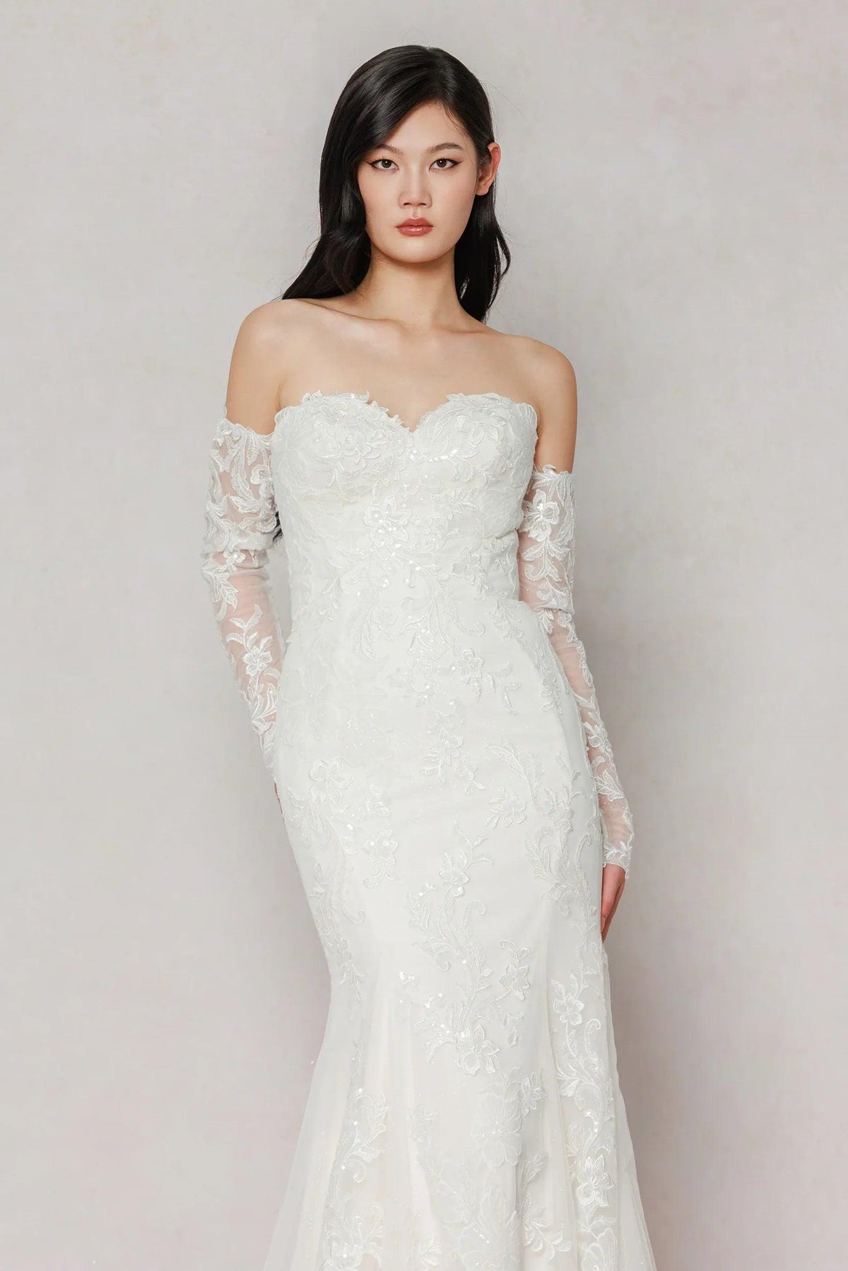 Trumpet-Mermaid Chapel Train Tulle Wedding Dress CW3641 - 45 Days / Ivory / US0-UK2-EUR30 - COCOMELODY