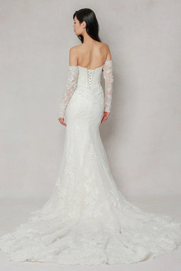 Trumpet-Mermaid Chapel Train Tulle Wedding Dress CW3641 - COCOMELODY