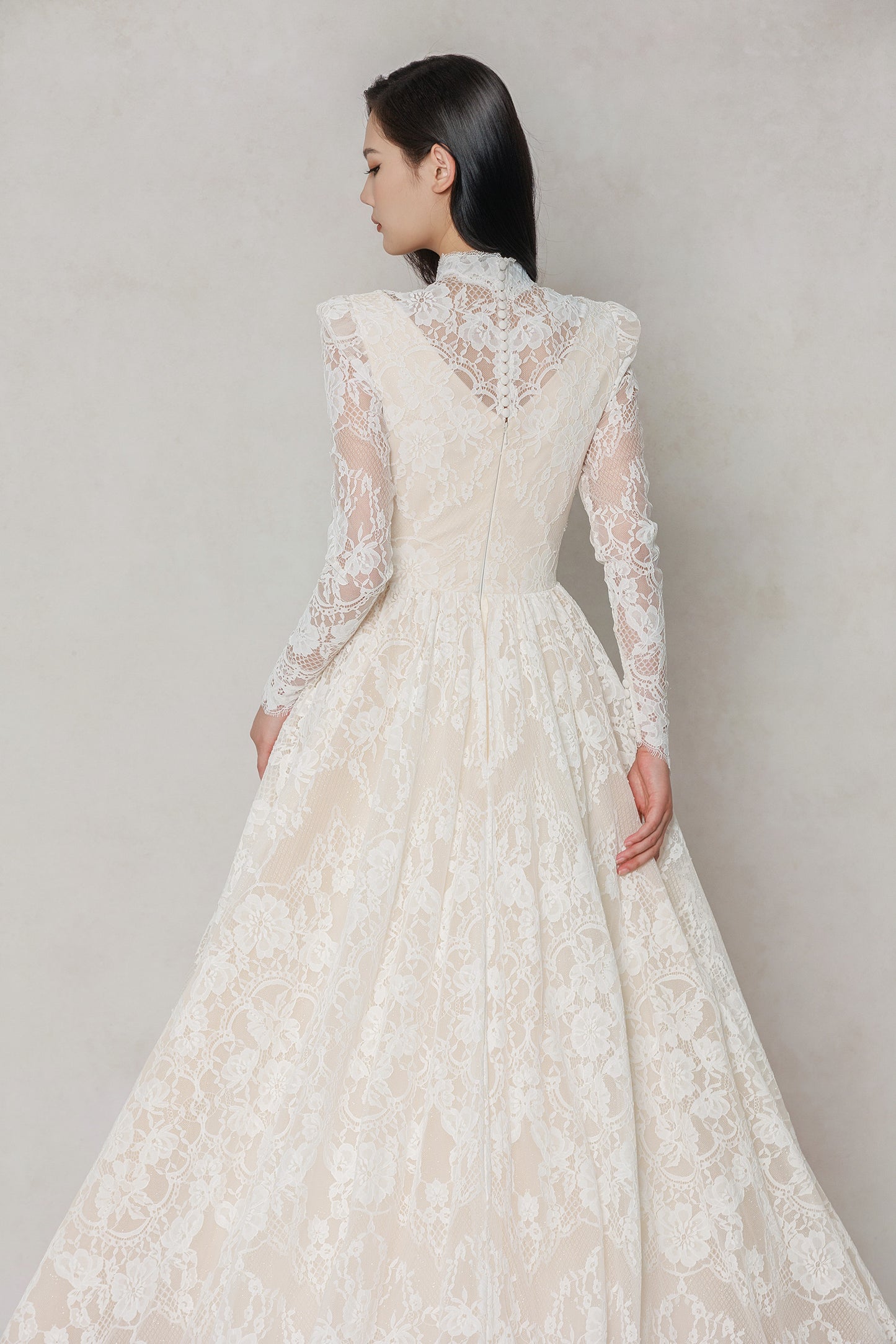 A-Line Chapel Train Lace Tulle Wedding Dress CW3646