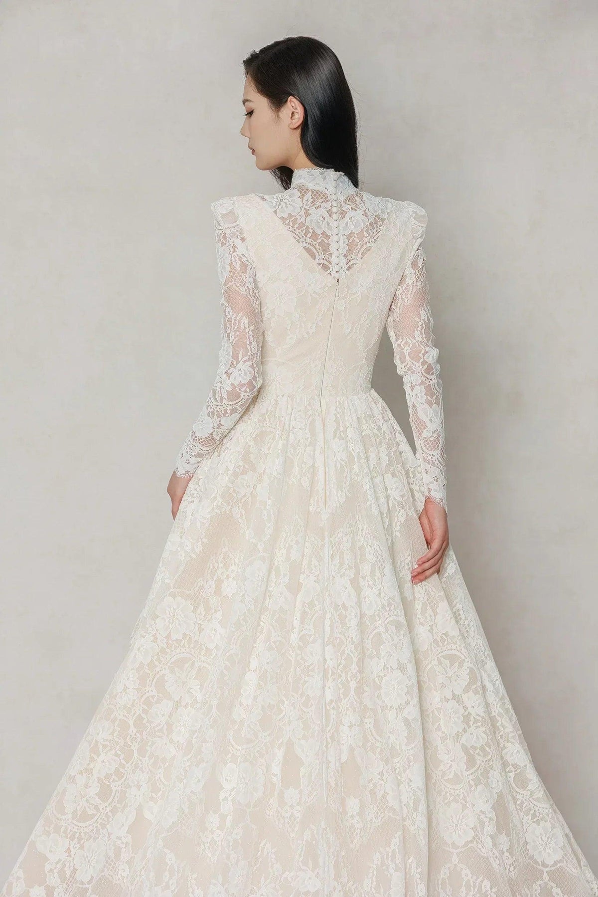 A-Line Chapel Train Lace Tulle Wedding Dress CW3646 - 45 Days / As Picture:Ivory/Sand / US0-UK2-EUR30 - COCOMELODY