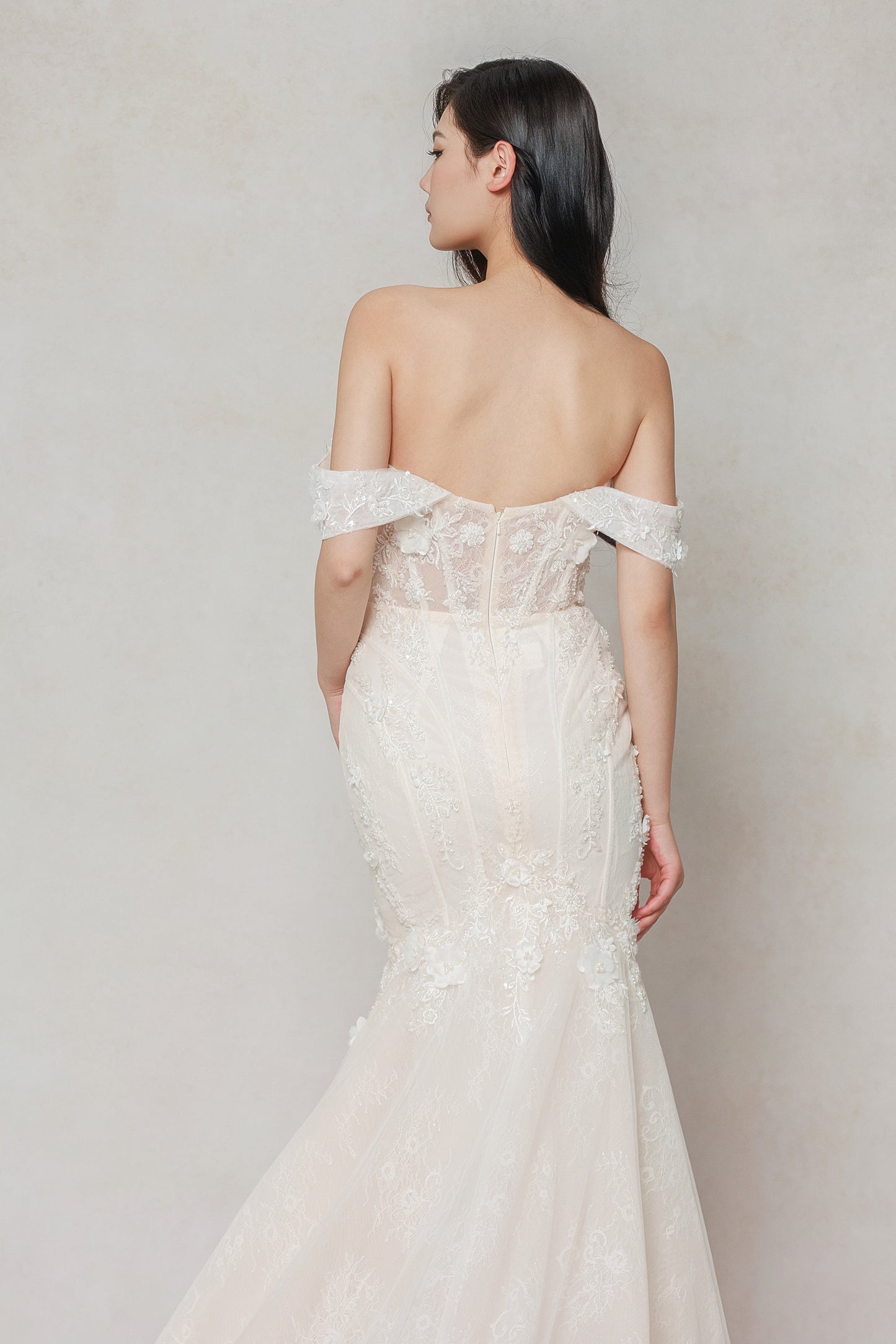 Trumpet-Mermaid Court Train Tulle Wedding Dress CW3648