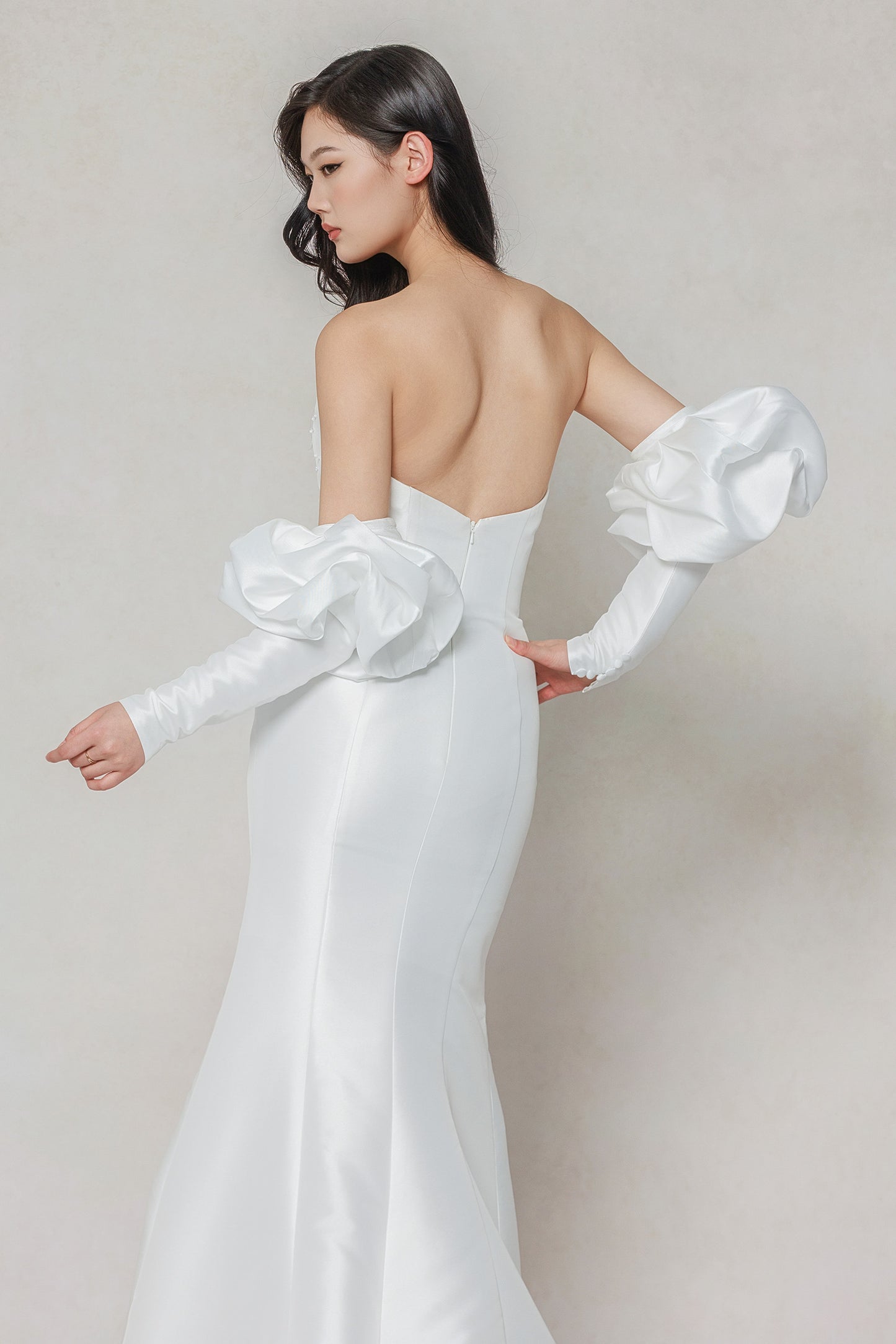 Trumpet-Mermaid Court Train Mikado Wedding Dress CW3649