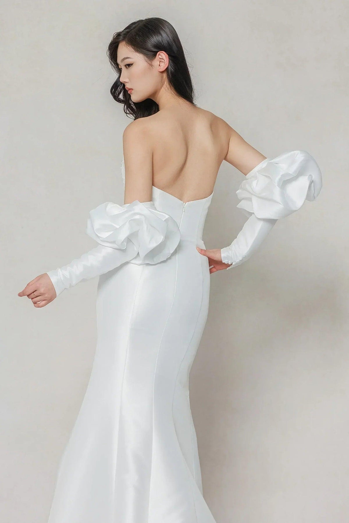 Trumpet-Mermaid Court Train Mikado Wedding Dress CW3649 - 45 Days / Ivory / US0-UK2-EUR30 - COCOMELODY