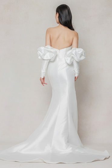 Trumpet-Mermaid Court Train Mikado Wedding Dress CW3649