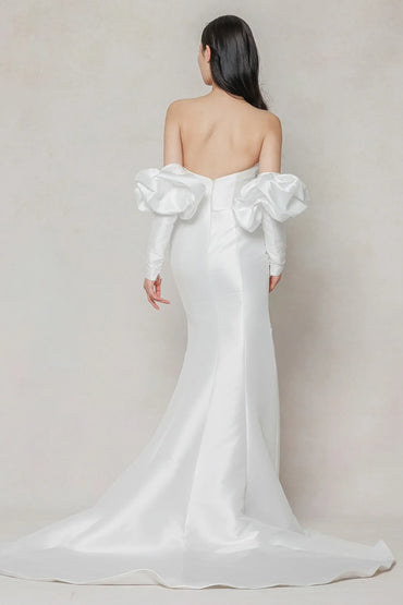 Trumpet-Mermaid Court Train Mikado Wedding Dress CW3649 - COCOMELODY