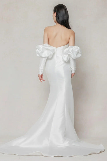 Trumpet-Mermaid Court Train Mikado Wedding Dress CW3649 - COCOMELODY