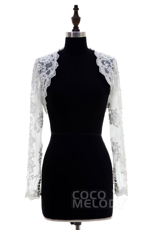 Gorgeous Ivory Lace Long Sleeve Wedding Jacket CX0015008
