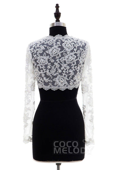 Gorgeous Ivory Lace Long Sleeve Wedding Jacket CX0015008 - COCOMELODY