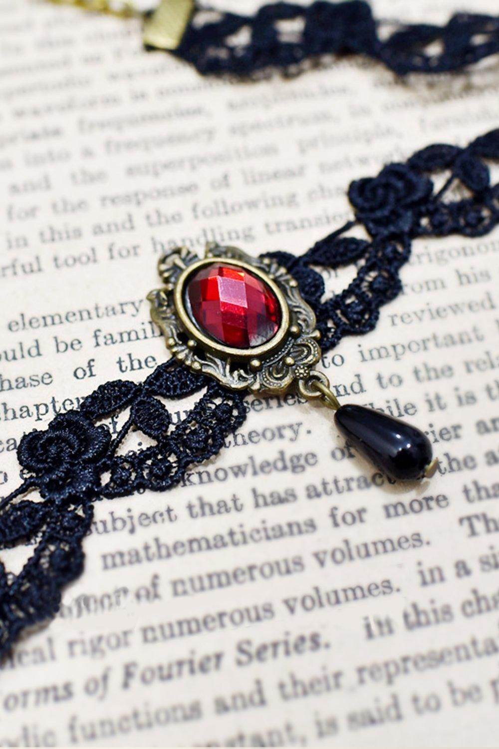 Lace and Alloy Necklaces with Crystals CX0047 - COCOMELODY