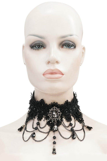 Lace and Alloy Necklaces with Crystals CX0058 - COCOMELODY