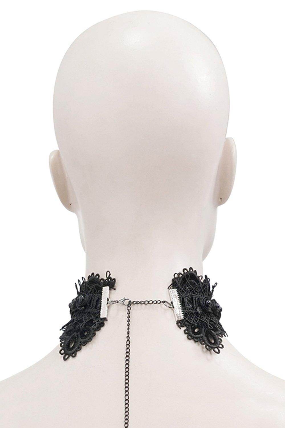Lace and Alloy Necklaces with Crystals CX0058 - COCOMELODY