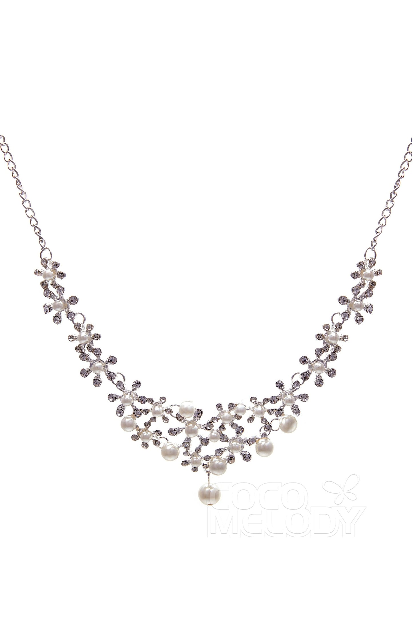 Rhinestone Pearl Wedding Necklace Earrings Jewelry CY0047