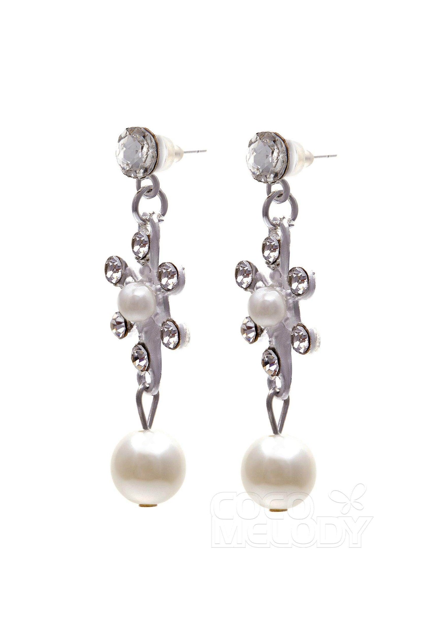 Rhinestone Pearl Wedding Necklace Earrings Jewelry CY0047 - COCOMELODY